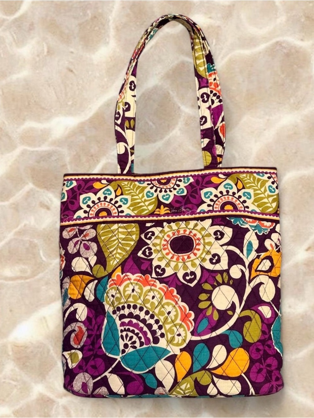 Vera Bradley Boho Purple Plum Crazy Floral Paisley Tote Bag